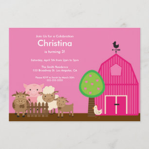 Invitación La fiesta de cumpleaños linda de los animales del