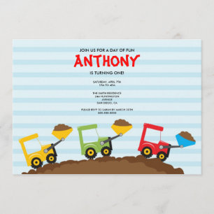 Invitación La fiesta de cumpleaños linda de los camiones