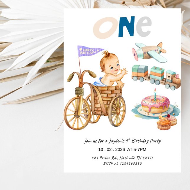 Invitación La fiesta de cumpleaños número 1 del niño (Subido por el creador)
