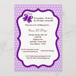 Invitación la fiesta de cumpleaños purpúrea clara de la