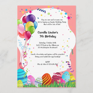 Invitación La fiesta de cumpleaños rosada de pascua domingo