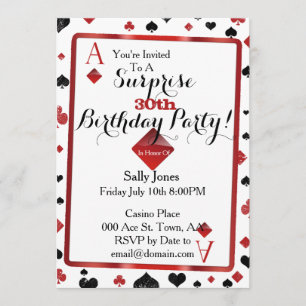 Invitación La fiesta de cumpleaños sorpresa del Casino de Las