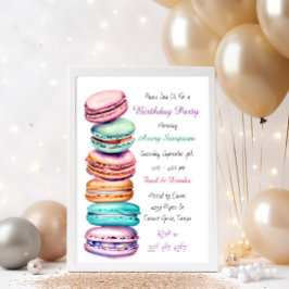 Invitación La fiesta de cumpleaños temática de Macaron para e