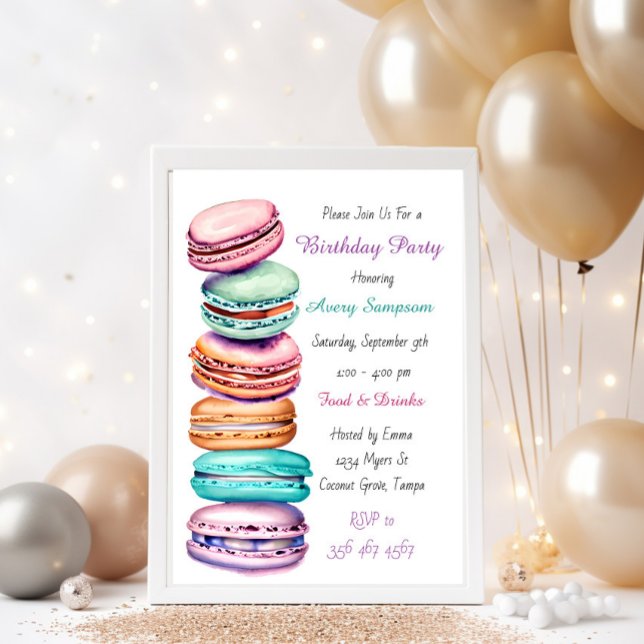 Invitación La fiesta de cumpleaños temática de Macaron para e (Subido por el creador)