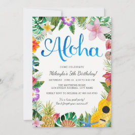 Invitación La fiesta de cumpleaños tropical de Luau de la