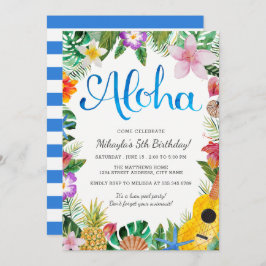 Invitación La fiesta de cumpleaños tropical de Luau de la