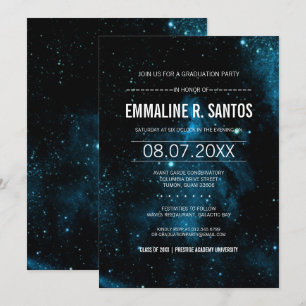 Invitación La fiesta de graduación azul de la galaxia invita