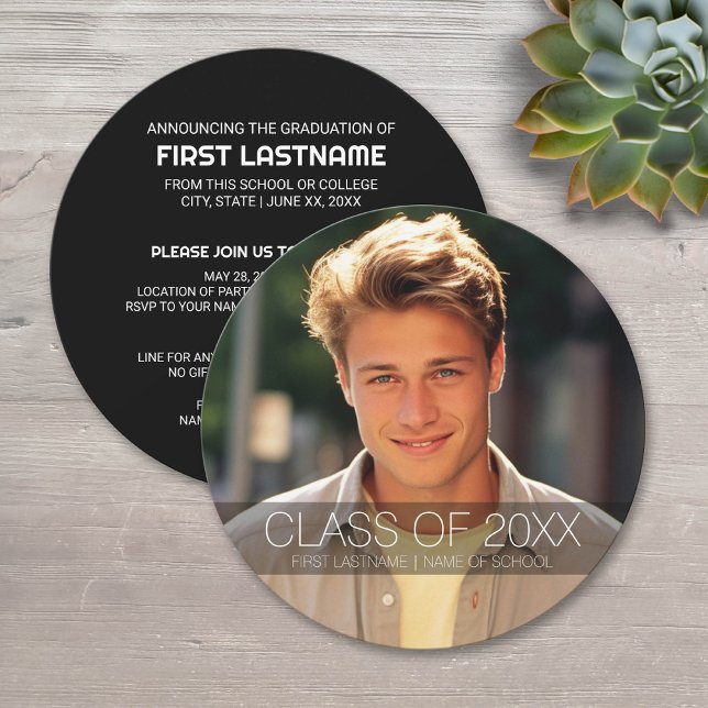 Invitación La fiesta de graduación con foto puede cambiar el  (Circle Graduation Invitation)