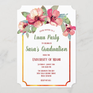 Invitación La fiesta de graduación de Luau del hibisco de la
