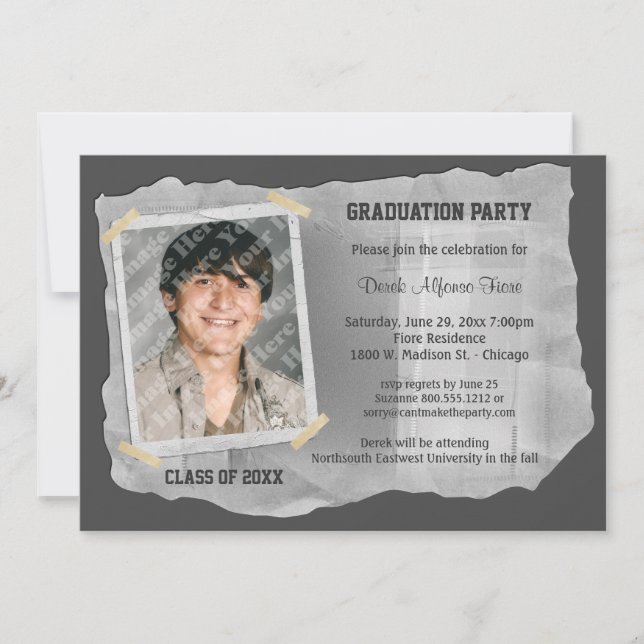 Invitación La fiesta de graduación de plata de la foto del (Anverso)