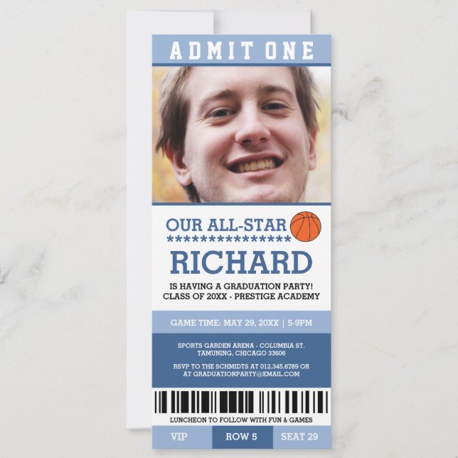 Invitación La fiesta de graduación del baloncesto invita (Anverso)