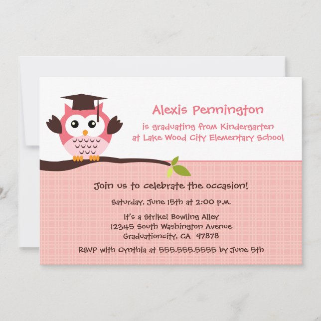 Invitación La fiesta de graduación del chica elemental del (Anverso)