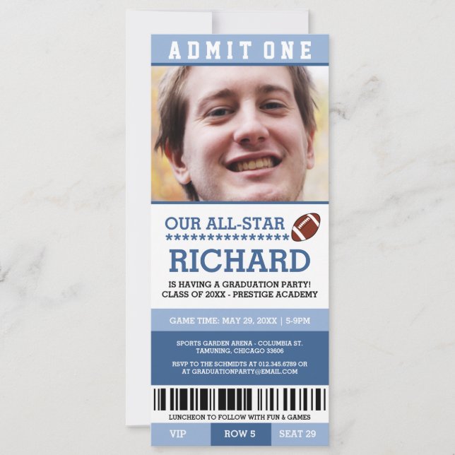 Invitación La fiesta de graduación del fútbol invita (Anverso)