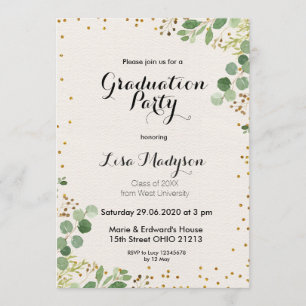 Invitación La fiesta de graduación del verdor del oro invita