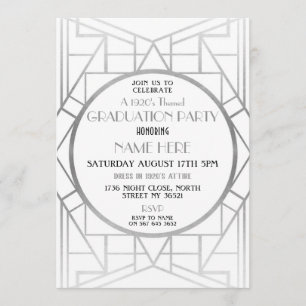 Invitación la fiesta de graduación Gatsby 20s del art déco de