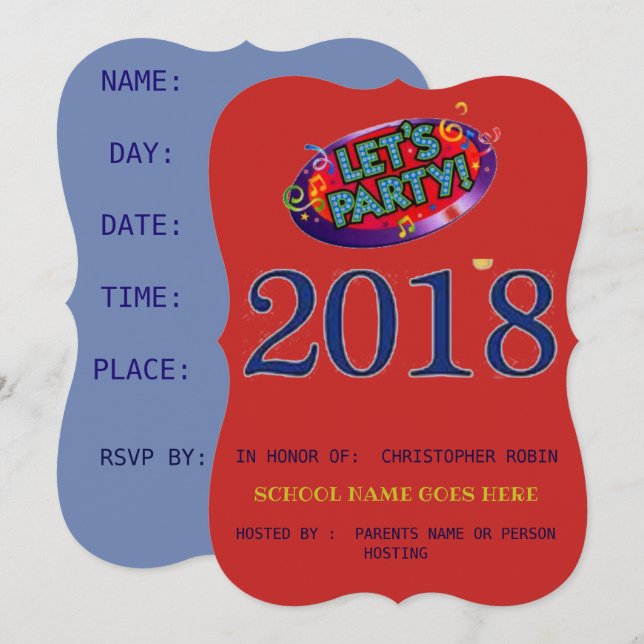 INVITACIÓN LA FIESTA DE GRADUACIÓN INVITA (Anverso / Reverso)