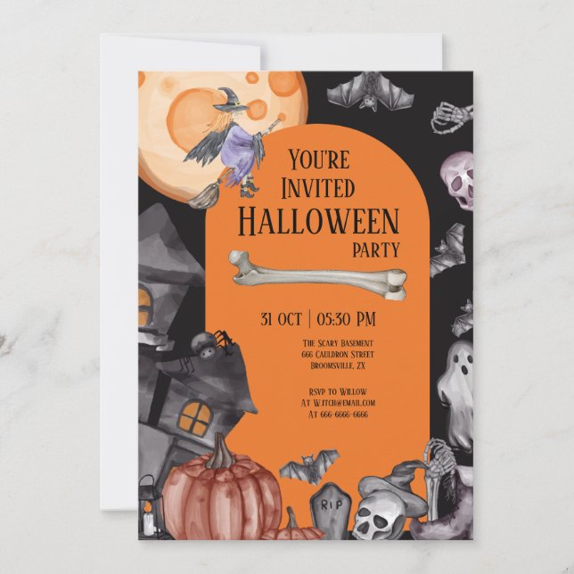 Invitación La fiesta de Halloween come bebida da miedo (Anverso)