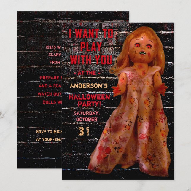 Invitación La fiesta de Halloween da miedo a la sonrisa (Anverso / Reverso)