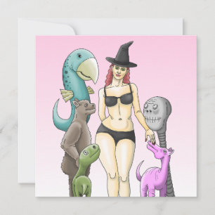 Invitación La fiesta de Halloween de la bruja