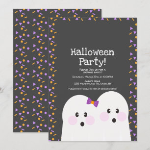 Invitación La fiesta de Halloween de la pareja fantasma suave