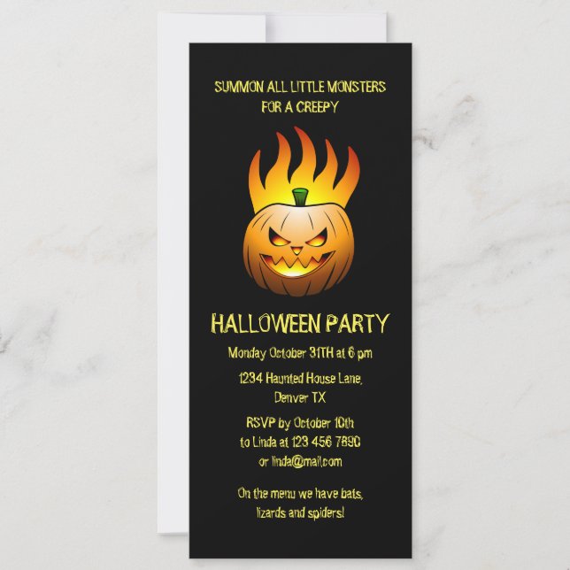 Invitación La fiesta de Halloween de las calabazas (Anverso)