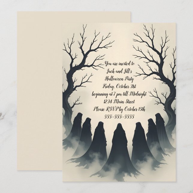 Invitación La fiesta de Halloween en Horno (Anverso / Reverso)