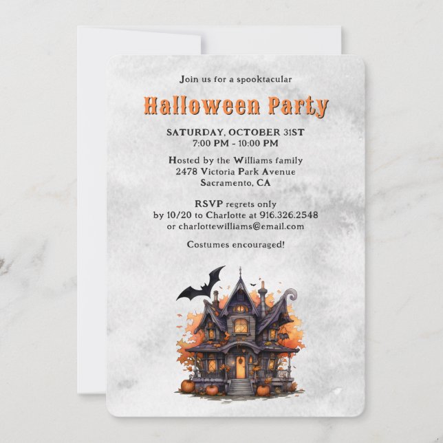 Invitación La fiesta de Halloween obsesiona a la casa Jack O’ (Anverso)