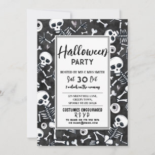 Invitación La fiesta de Halloween obsesionó a los Skeltons Bl