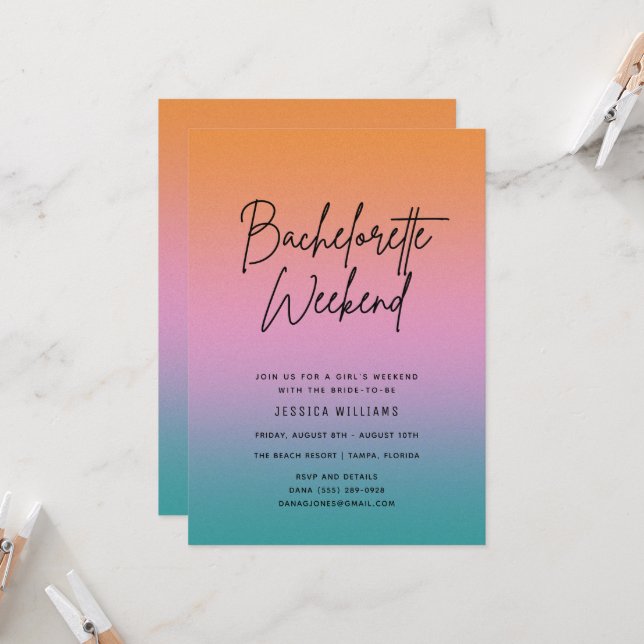 Invitación La fiesta de la Bachelorette Getaway (Anverso/Reverso In Situ)