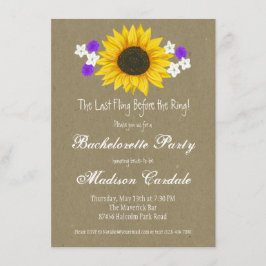 Invitación La fiesta de la Bachelorette Rustic del Girasol in