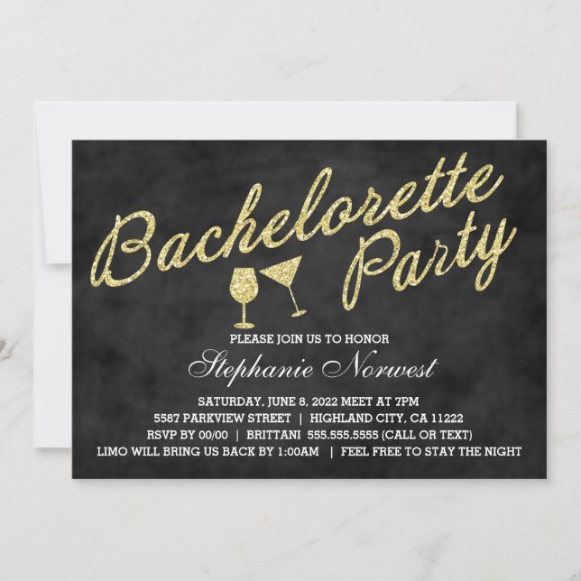 Invitación La fiesta de la bachillerato invita a la Purpurina (Anverso)