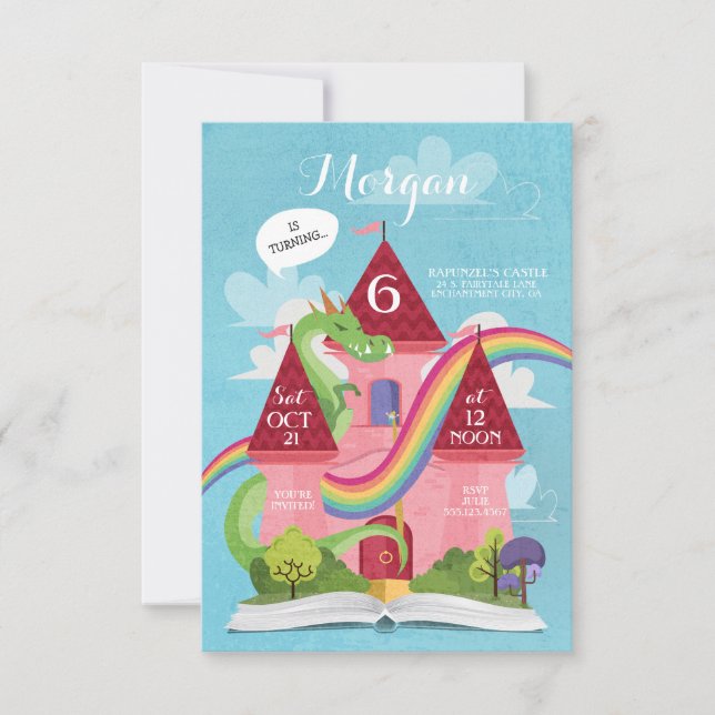 Invitación La fiesta de la princesa cumpleaños del castillo (Anverso)