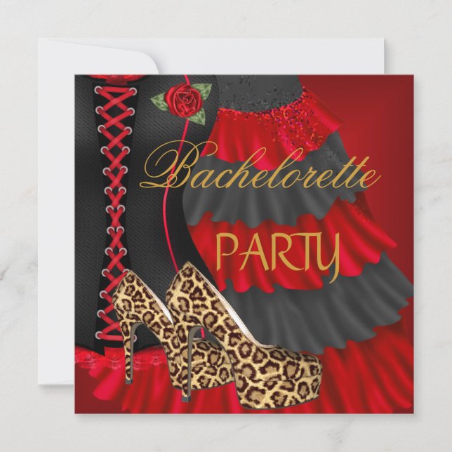 Invitación La fiesta de la solapa zapatillas de vestir rojas  (Anverso)