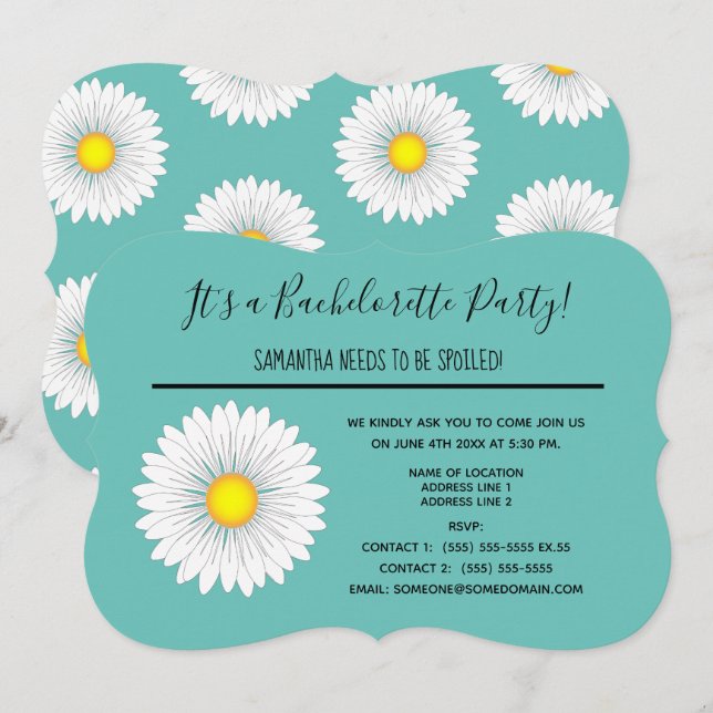 Invitación La fiesta de la soltera de la margarita de la Boni (Anverso / Reverso)