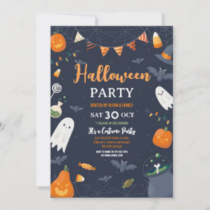 Invitación La fiesta de los niños de Halloween ofrece bombos