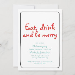 Invitación La fiesta de Navidad come la bebida sea feliz rojo