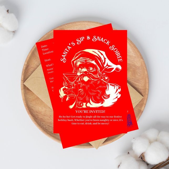 Invitación La Fiesta de Navidad de Santa's Sip & Snack Soiree (Subido por el creador)