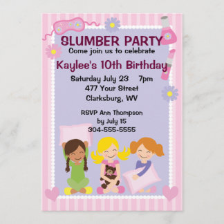 Invitación La fiesta de pijamas del chica