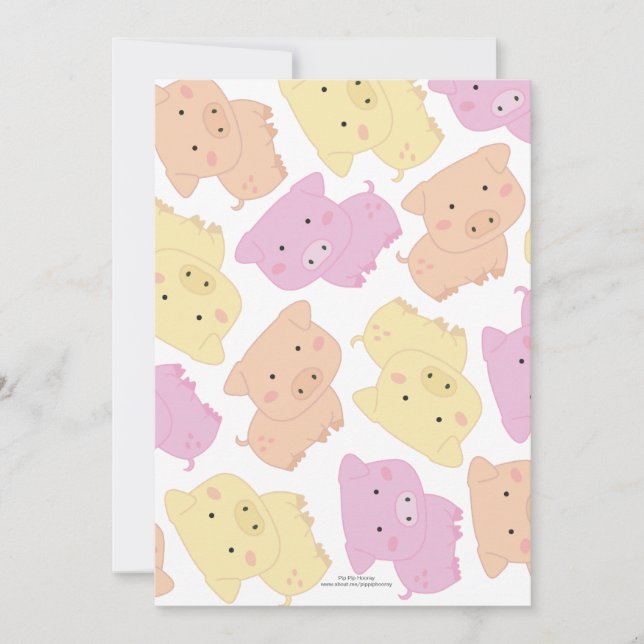 Invitación la fiesta del cumpleaños del pequeño cerdo guarro (Anverso)