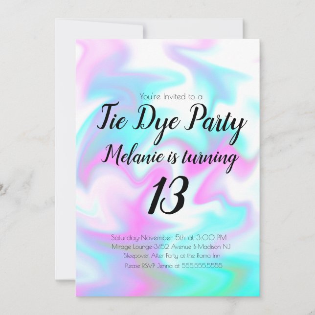Invitación La fiesta del cumpleaños del tinte de los tilos y  (Anverso)