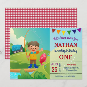 Invitación La fiesta del primer cumpleaños de los niños grand
