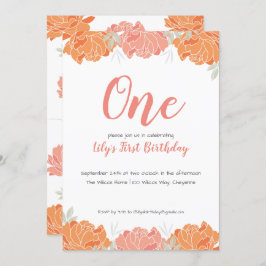 Invitación La Fiesta del primer cumpleaños de una niña dulce