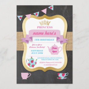 Invitación La fiesta del té invita a princesa Crown Alicia