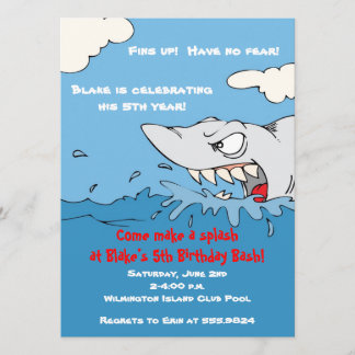 Invitación La fiesta en la piscina asustadiza del cumpleaños