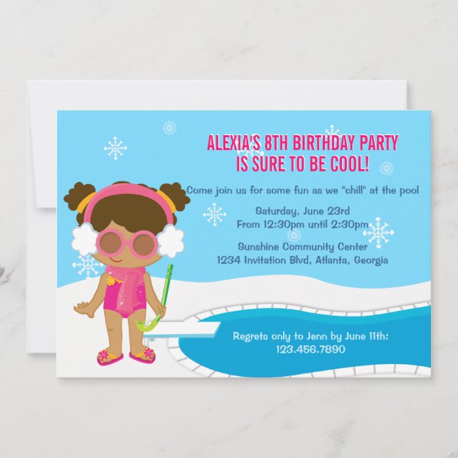 Invitación La fiesta en la piscina del invierno invita (Anverso)