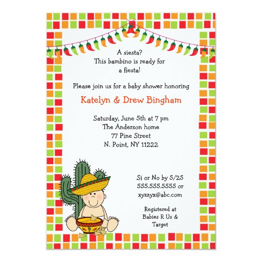 Invitacion La Fiesta Mexicana Baby Shower Invita A La Piel Zazzle Es