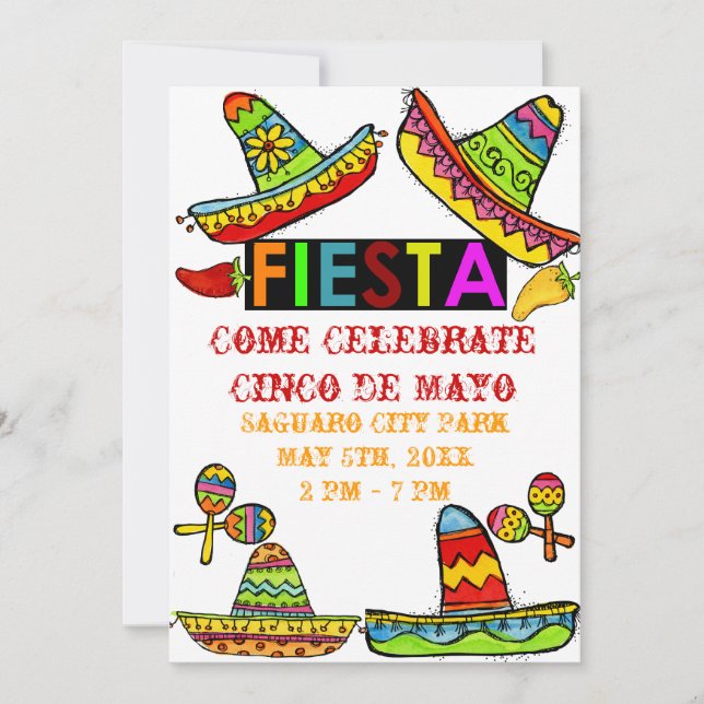 Invitación La Fiesta Mexicana Cinco de Mayo invita a los blan (Anverso)