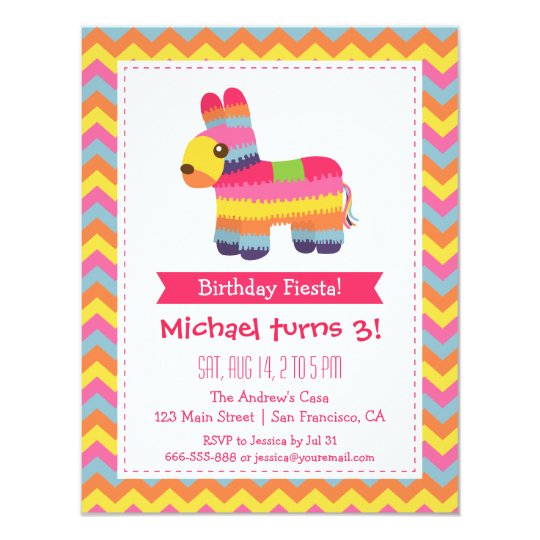 Invitacion La Fiesta Mexicana Del Pinata De Chevron Embroma A Zazzle Es