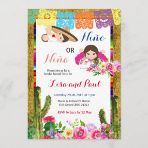 Invitación La fiesta Niño o el género de Niña revela