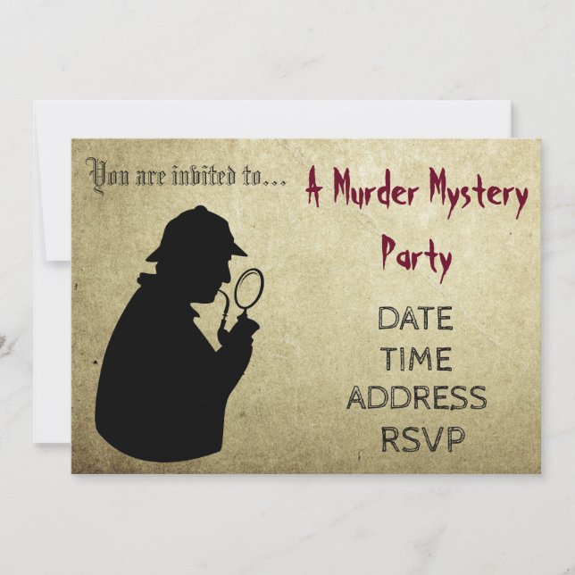 Invitación La fiesta temática del detective Murder Mystery (Anverso)